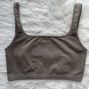 Aritzia Golden BodyGrip Squareneck Bra Top Women’s Size Large Taupe Brown